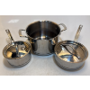 Image 1 : KIRKLAND SIGNATURE 3 PIECE 5 PLY CLAD STAINLESS COOKWARE SET (MISSING PARTS, 1 TOP)