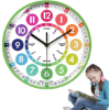 Image 1 : KIDS LEARNING CLOCK - 10 INCH. EDUCATIONAL NON-TICKING TIME. TEACHING CLOCK. (GREEN)