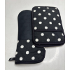 Image 1 : KATE SPADE NEW YORK DESIGNER OVEN MITTS BLACK WITH WHITE POLKA DOTS -U