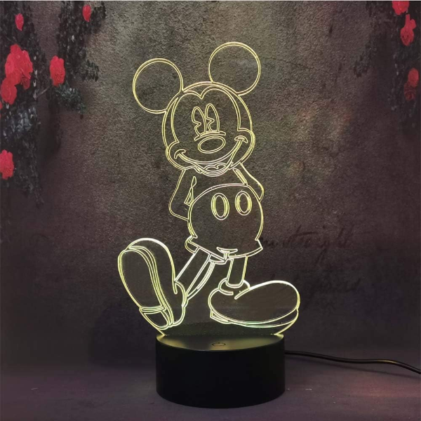 CUTE CARTOON MOUSE 3D VISUAL NIGHT LIGHT LED 16 COLOR ILLUSION