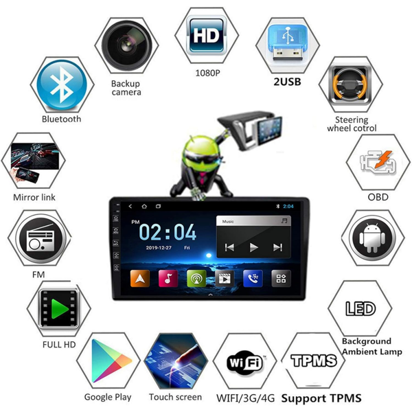 DOUBLE 2 DIN CAR STEREO. ANDROID 10.0 9 INCH CAR RADIO GPS NAVIGATION.