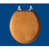 Image 1 : VENEER TOILET SEAT WITH CHROME HINGES, ROUND, WOOD -N