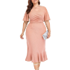 Image 1 : LALAGEN PLUS SIZE DRESS FOR WOMEN MODEST SHORT SLEEVE, PINK COLOR SIZE 6X