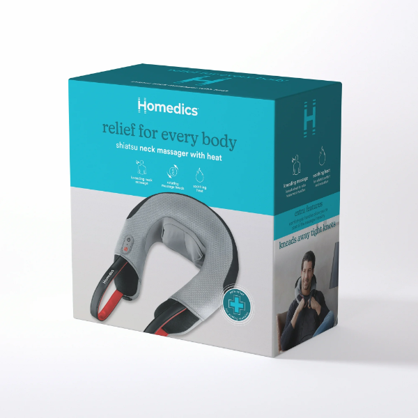 HOMEDICS SHIATSU CORDED NECK MASSAGER WITH HEAT AND VIBRATION, DEEP-KNEADING MOTION