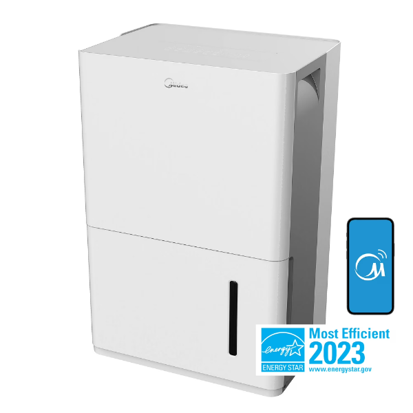 MIDEA 22-PINT SMART DEHUMIDIFIER, DAMP ROOMS, ENERGY STAR, 1,500 SQ. FT COVERAGE AREA