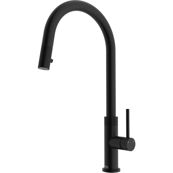 VIGO VG02033MB 19" H BRISTOL SINGLE HANDLE WITH PULL-DOWN KITCHEN FAUCET IN MATTE BLACK