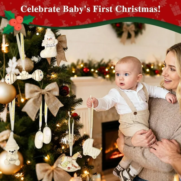 6 PCS 2025 BABY'S FIRST CHRISTMAS ORNAMENT (NEW, OPEN BOX)
