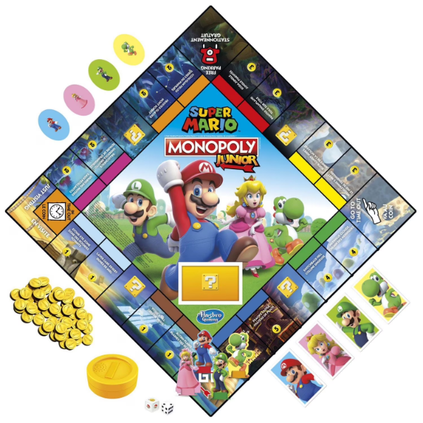 MONOPOLY JUNIOR SUPER MARIO EDITION BOARD GAME, FUN KIDS' GAME AGES 5 AND UP