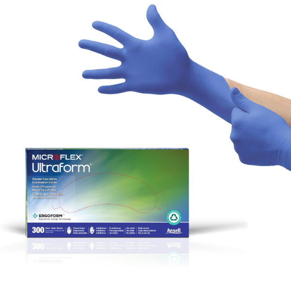MICROFLEX UF524M ULTRAFORM POWDER FREE NITRILE GLOVE SIZE MEDIUM (SLIGHTLY USED)
