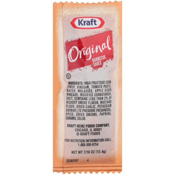 KRAFT ORIGINAL BBQ SAUCE SINGLE SERVE PACKET (0.44 OZ PACKETS, PACK OF 204)