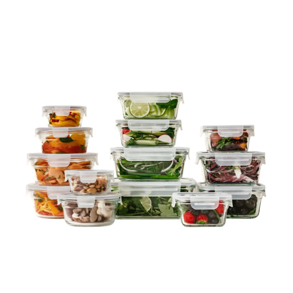 GLASSLOCK FOOD STORAGE SET, 28-PIECE (SLIGHTLY USED)