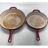Image 2 : TRAMONTINA ENAMELED CAST IRON SKILLETS, 2 PIECE, RED COLOR, 10 & 12 INCHES -U