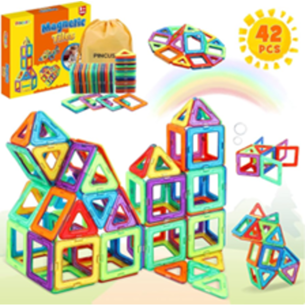 PINCUSH MAGNETIC TILES TOYS FOR 3 4 5 6 7 YEARS OLD GIRLS BOYS,MAGNETIC BUILDING BLOCKS SET
