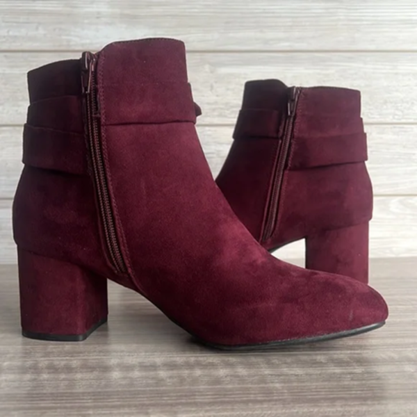 GEORGE FAUX SUEDE BLOCK HEEL BOOTIE (SIZE-7)