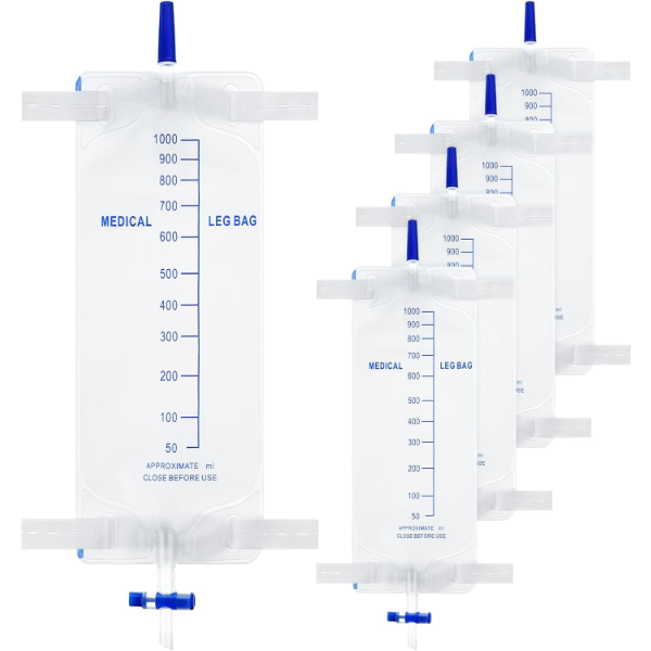 5 PACK 33.8OZ/1000ML LEG BAG URINARY DRAINAGE BAG WITH CLOTH STRAPS