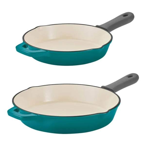 TRAMONTINA ENAMELED CAST IRON SKILLETS, 2-PIECE -U