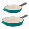 Image 1 : TRAMONTINA ENAMELED CAST IRON SKILLETS, 2-PIECE (USED)