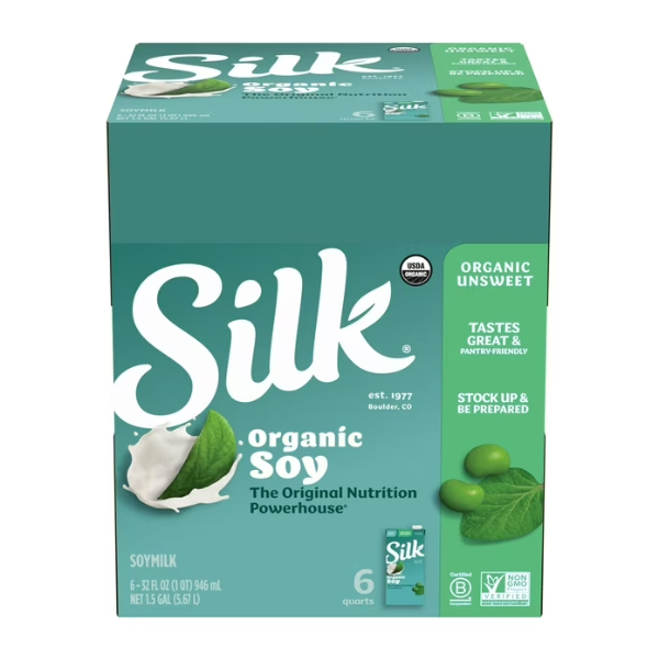(PACK OF 6) SILK ORGANIC SHELF-STABLE UNSWEETENED SOY MILK