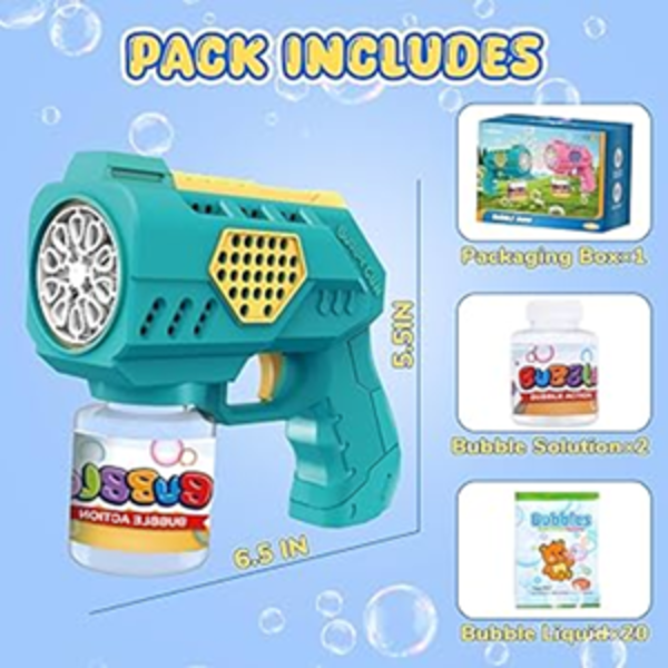 EAGLESTONE BUBBLE GUNS FOR TODDLERS PACKS, LED LIGHT AUTOMATIC BUBBLE MACHINE GUN 