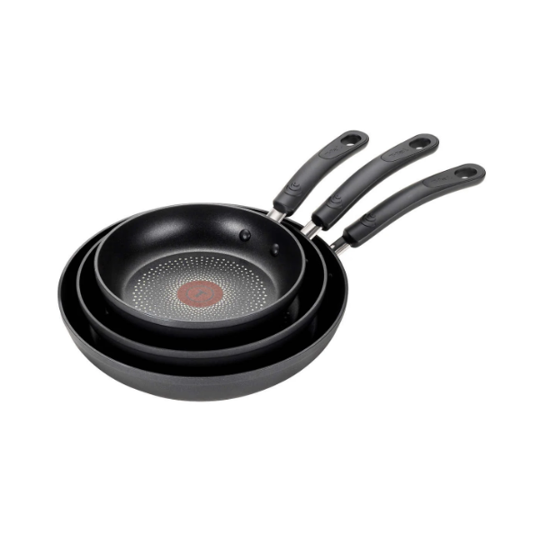 T-FAL 3-PIECE SKILLET SET (USED)