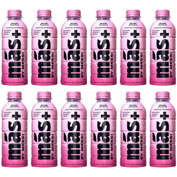 MAS+ BY MESSI MIAMI PUNCH FLAVOR POSITIVE HYDRATION DRINK 500ML  (12 PACK)