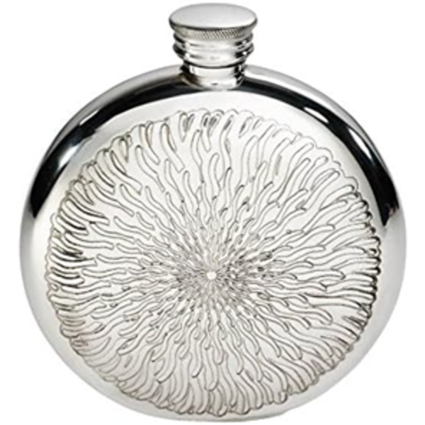 WENTWORTH PEWTER - SUNFISH ROUND PEWTER FLASK