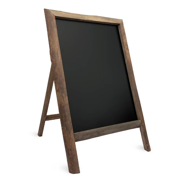 FRAMED RECTANGULAR CHALKBOARD EASEL SIGN - NATURAL WOOD -U