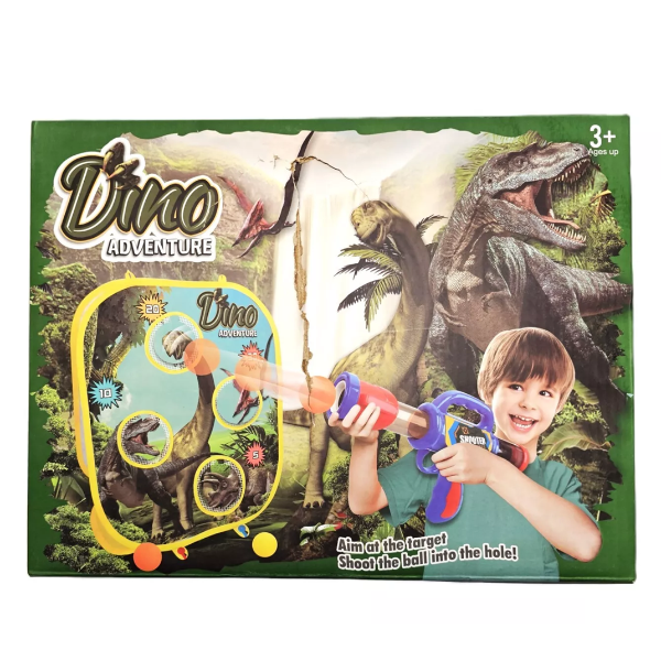DINO ADVENTURE AIR POWERED BALL GUN SUIT AIMING SHOOT GAME FOR 3+ AGE AND UP