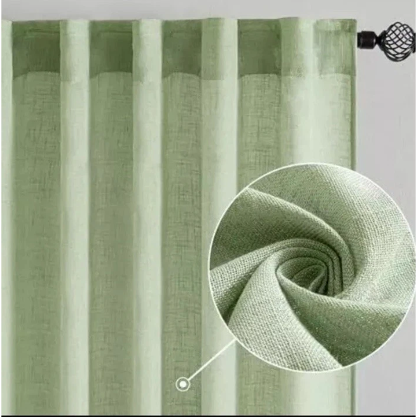 MIULEE SAGE GREEN LINEN CURTAINS FOR BEDROOM LIVING ROOM (NEW)
