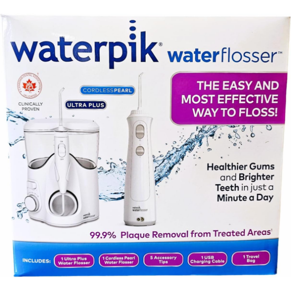 WATERPIK WATERFLOSSER ULTRA PLUS WATER FLOSSER & CORDLESS PEARL WATER FLOSSER (SLIGHTLY USED)