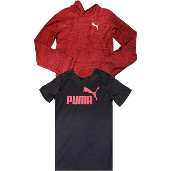 PUMA BOYS TOPS, SHORT SLEEVE T-SHIRT WITH HOODED TOP SIZE 6 -N