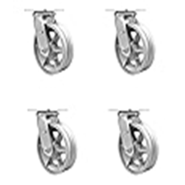 V GROOVE SEMI STEEL CAST IRON SWIVEL TOP PLATE CASTER W/6" X 2" SILVER WHEEL - 1200 LBS