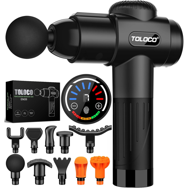 TOLOCO MASSAGE GUN, DEEP TISSUE BACK MASSAGE FOR ATHLETES FOR PAIN RELIEF