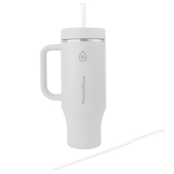THERMOFLASK 40 OZ INSULATED STAINLESS STEEL TUMBLER WITH HANDLE AND STRAW LID -U