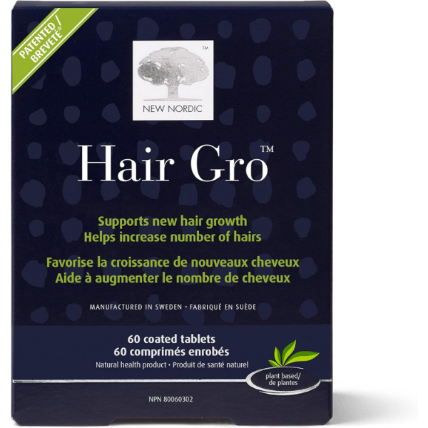 NEW NORDIC HAIR GRO - 60 VEGAN TABLETS, NATURAL HAIR GROWTH PRODUCT WITH BIOTIN -N E: 12/2028