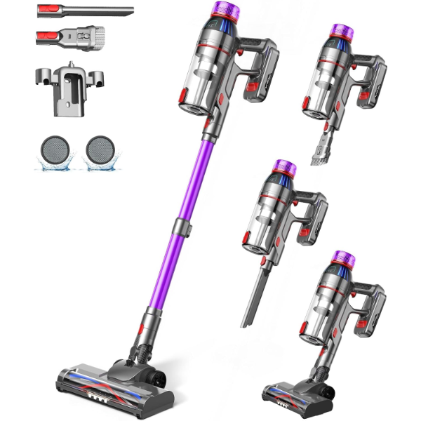 CORDLESS STICK VACUUM CLEANER - 550W POWERFUL HANDHELD VAC WITH HEPA FILTER -N