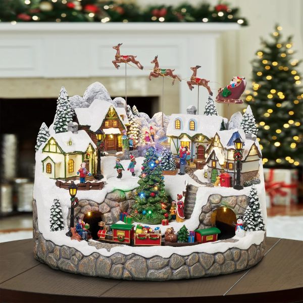 SNOWY HOLIDAY VILLAGE WITH LIGHT AND MUSIC -SU