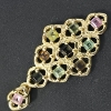 Image 1 : CHECKERBOARD MULTI-COLOR TOURMALINE CLUSTER GOLD PLATED PENDANT