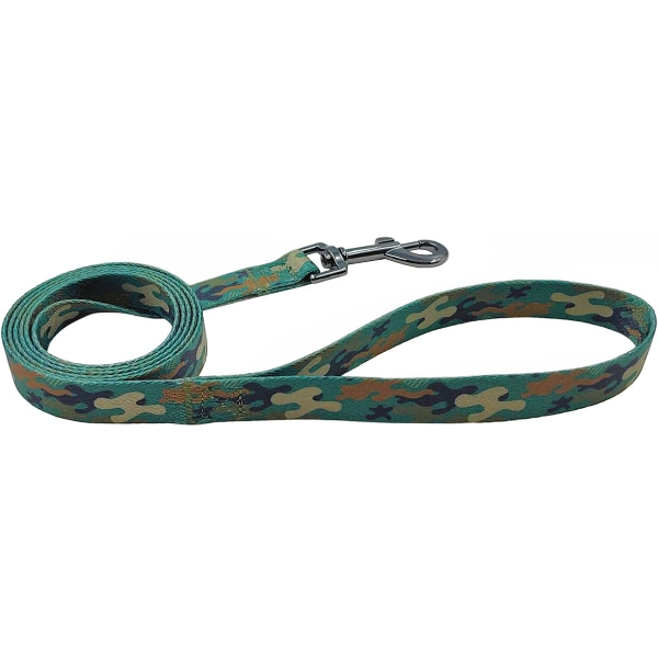 DOG COLLAR LEASH SET, CAMOUFLAGE PATTERN, POLYESTER MATERIAL (NEW)