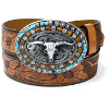 Image 1 : UTALY WESTERN COWBOY COWGIRL LEATHER BELTS