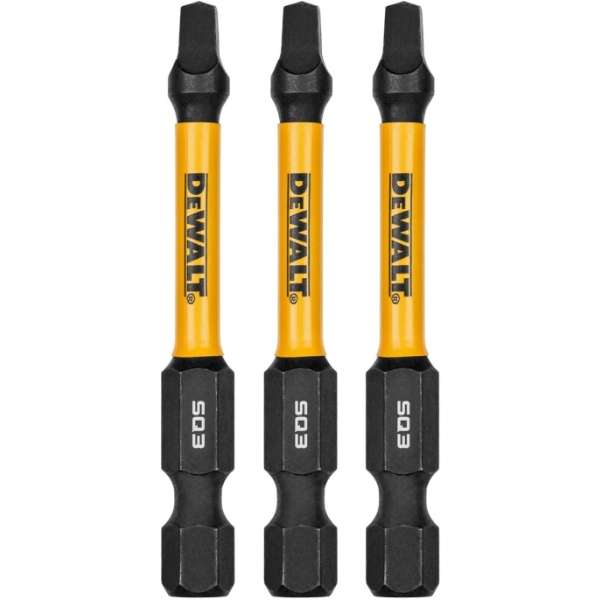 DEWALT FLEXTORQ SQUARE #3 BITS 3PK, ROBERTSON 1/4 X 2-1/4IN FOR IMPACT DRIVERS & DRILLS -N