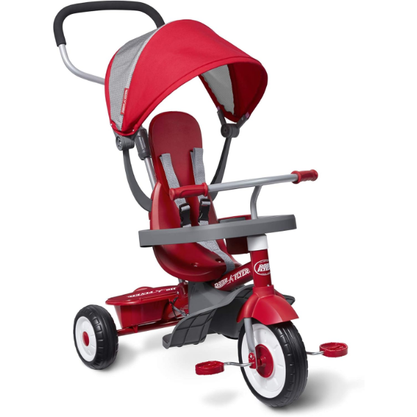 RADIO FLYER 4-IN-1 STROLL 'N TRIKE, RED TODDLER TRICYCLE FOR AGES 1 YEAR -5 YEARS
