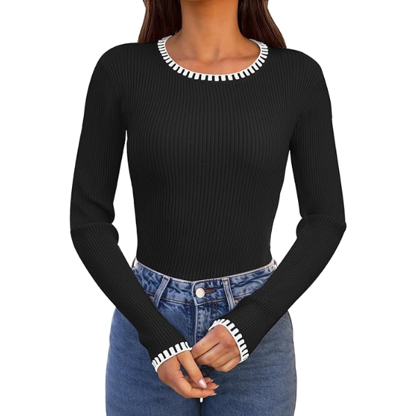 MEROKEETY WOMEN'S 2024 LONG SLEEVE RIBBED "APRICOT" XL"