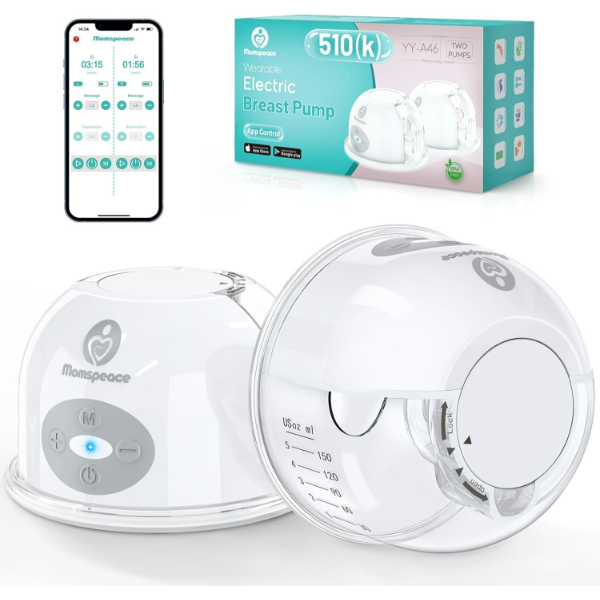 HANDS FREE BREAST PUMP, MOMSPEACE BREAST PUMPS WITH APP & TIMER