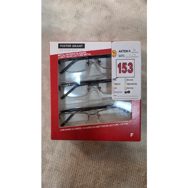 FOSTER GRANT METAL READING GLASSES (NEW)