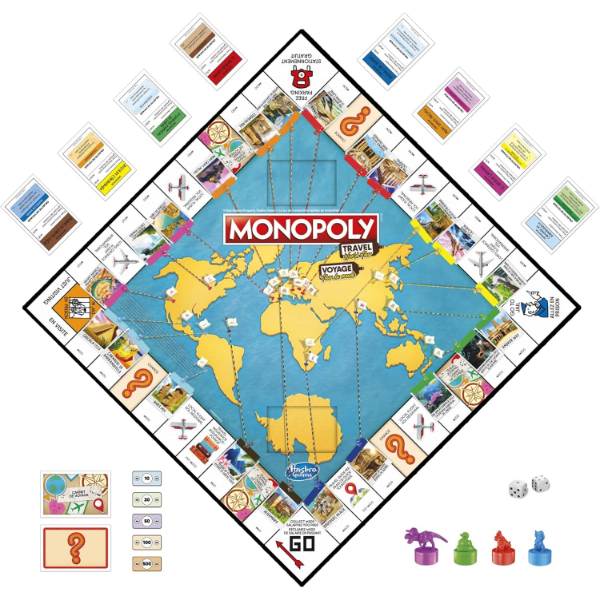 MONOPOLY TRAVEL WORLD TOUR MONOPOLY BOARD GAME (SLIGHTLY USED)
