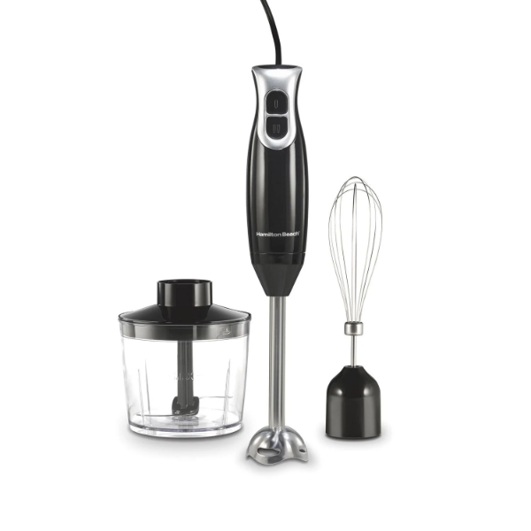 HAMILTON BEACH IMMERSION BLENDER WITH 3 ATTACHMENTS 59745C, 2 SPEEDS
