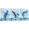 Image 1 : SECHARS 3 PIECE BLUE WHALE WALL ART DECOR. MODERN OCEAN MARINE LIFE WILDLIFE PAINTING