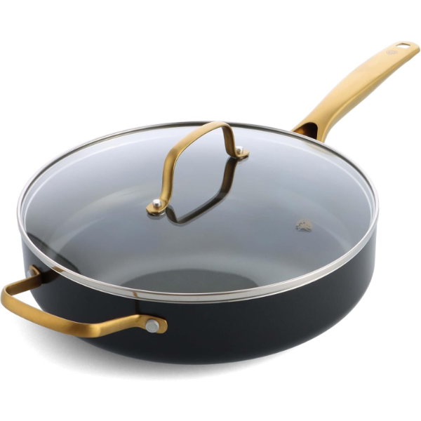BLUE DIAMOND GOLD EDITION CERAMIC NONSTICK 4QT SAUTE PAN -U, MISSING LID