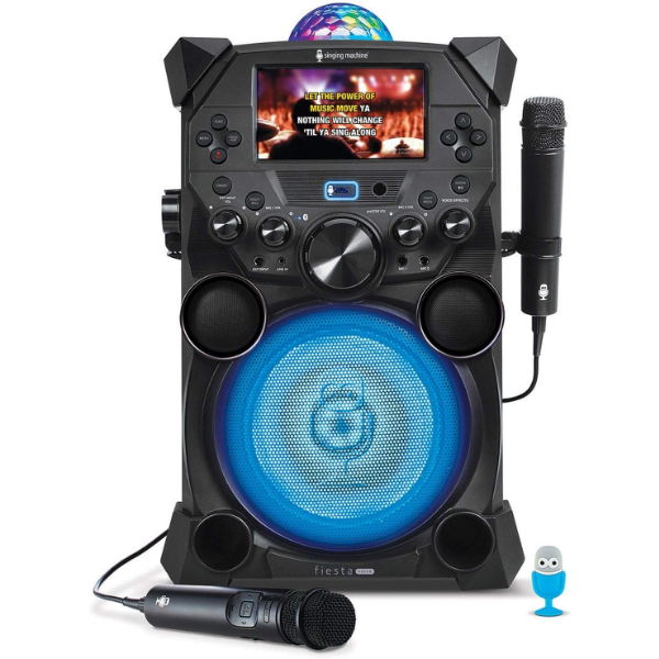 SINGING MACHINE SDL9040 FIESTA VOICE BLUETOOTH KARAOKE SYSTEM WITH LCD MONITOR AND RECHARGEABLE BATT